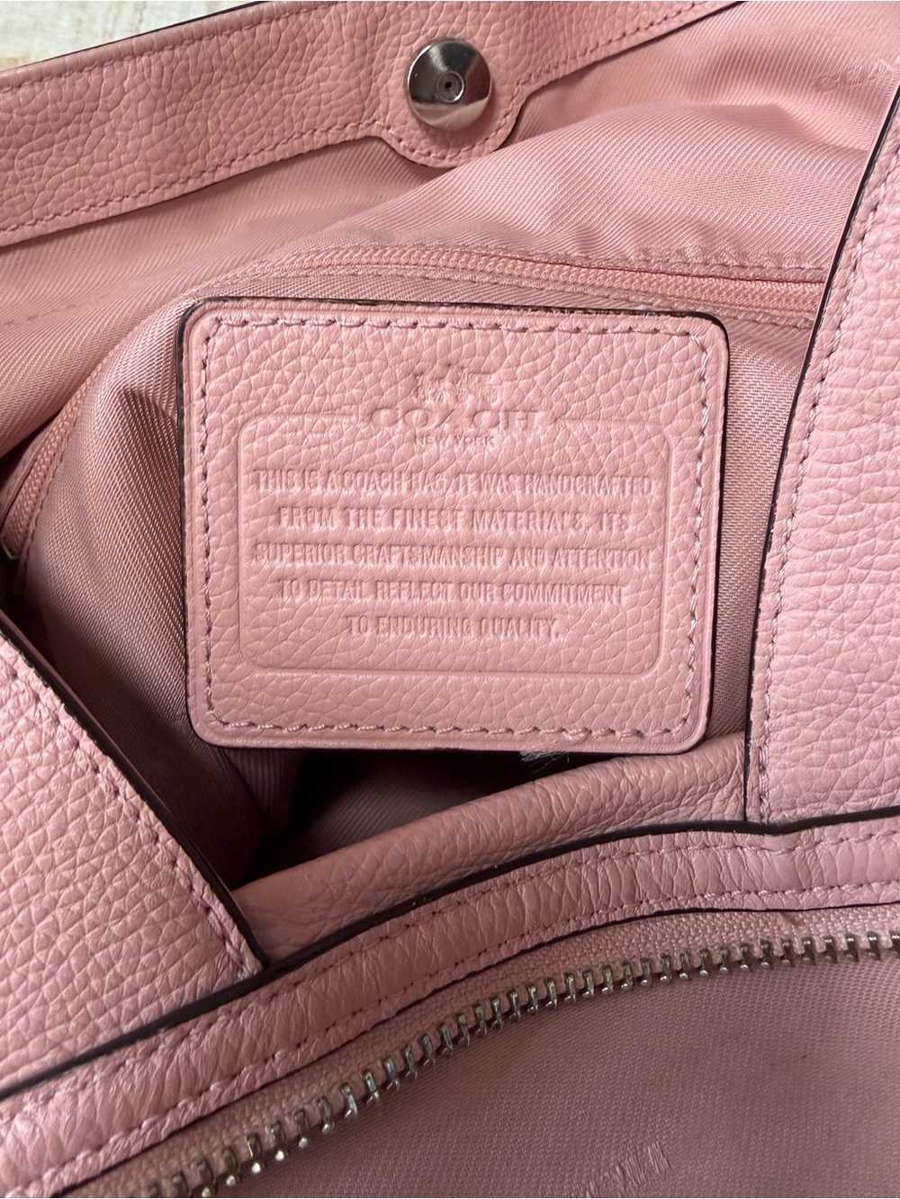 Coach Edie Pebbled Pink Leather Carryall Shoulder Hobo Purse Bag - Picture 5 of 16